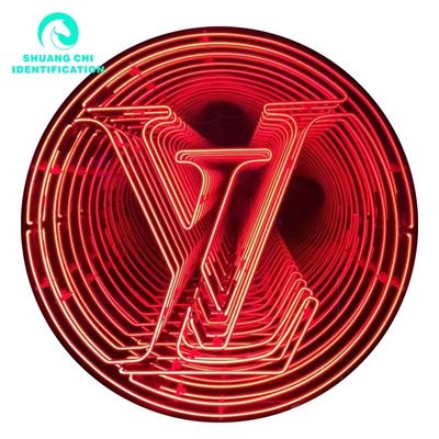 Dimensão personalizada Material de vidro Espelho de néon para luz tecnológica e sombra infinita
