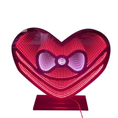 Amor de Natal Luz LED Espelho Mágico Acrílico Abissal Espelho Infinito para Cordão de Alimentação