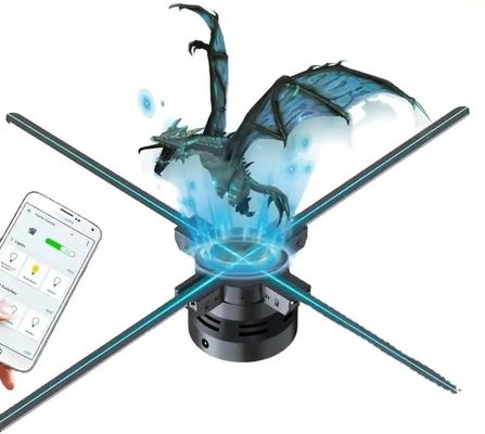 2300 Brilho Ventilador Holográfico 3D com controlo Wifi e ecrã holográfico rotativo