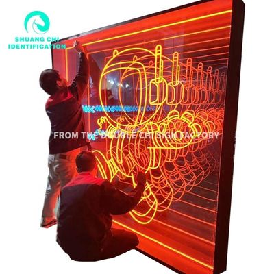Fonte de luz LED Moda Senso de tecnologia HD Vidro temperado Espelho de abismo Espelho de néon