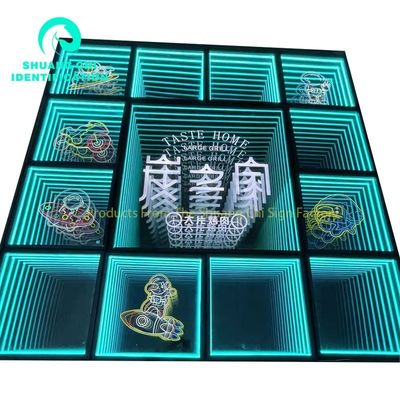 Lâmpadas LED 3D para o exterior Espelho do Abismo do Chão Neon Espelho Mágico Abissal Tamanho personalizado