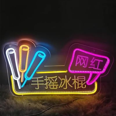 Sinalização LED de neon acrílico flexível para logotipo exterior personalizado e tensão DC12V/AC110-220V