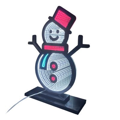 Cordão de alimentação Espelho de infinito de dois lados Luz LED Espelho mágico acrílico Homem de neve de Natal