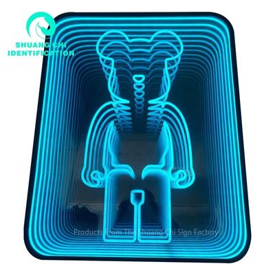 Dimensão personalizada Espelho de caracteres luminosos para infinito de luz e sombra tecnológica