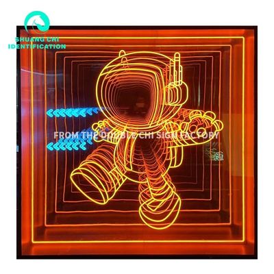 Espelho de abismo 3D estereofônico montado na parede / no chão em neon vermelho azul verde personalizável