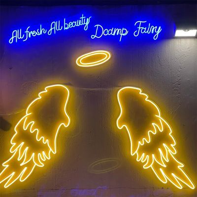Big Angel Wings Neon Sign Ocultante Decoração do evento da festa com letras de marca