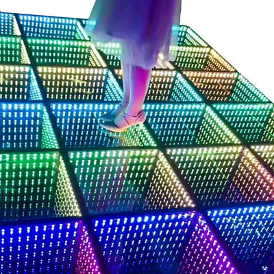 3D Infinity LED Mirror Dance Floor Para festa de casamento Suporte Dimmer Brick Lights