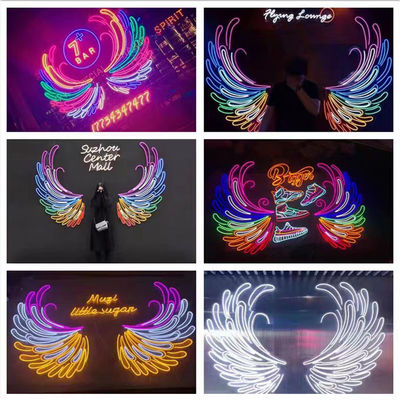 Big Angel Wings Neon Sign Ocultante Decoração do evento da festa com letras de marca
