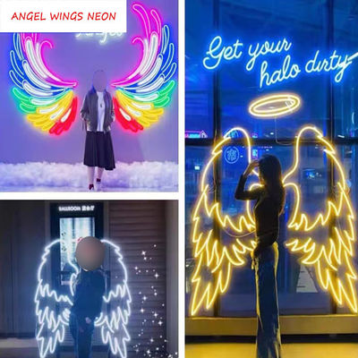 Big Angel Wings Neon Sign Ocultante Decoração do evento da festa com letras de marca