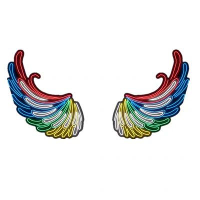 Big Angel Wings Neon Sign Ocultante Decoração do evento da festa com letras de marca