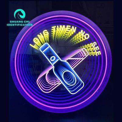 Publicidade personalizada Palavras luminosas Espelho Infinito Sinalização de Neão com Luz de Neão Realista 3D