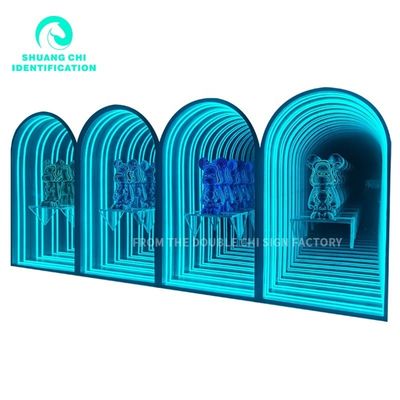 Instalação de parafuso de parede de aço inoxidável 3D LED abismo espelho personalização