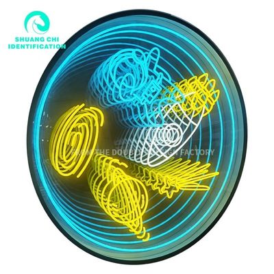 Instalação de parafuso de parede de aço inoxidável 3D LED abismo espelho personalização