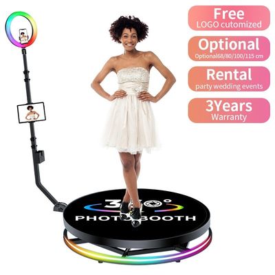 LED 360 Photo Booth Aluguel Rotativo Logotipo Gratuito Selfie Prop para Casamentos e Festas