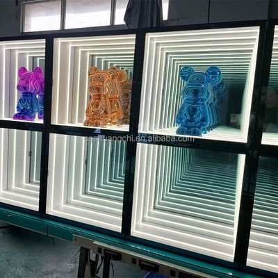 Caixa de exibição de espelhos de luz LED de alto brilho para decorações de produtos 2024