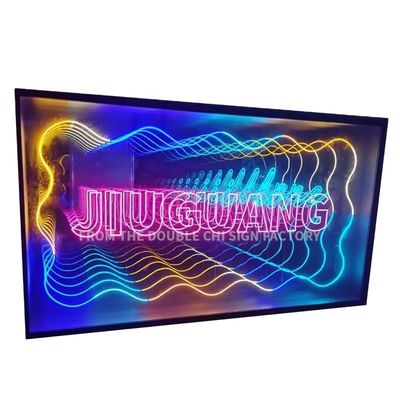 Customização Abyss Neon Mirror Advertising Light Boxes para montagem em parede ou piso