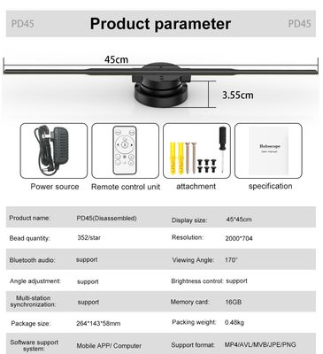 42cm 16GB Cartão Holográfico Holograma Publicitário LED Fan Display para varejistas online