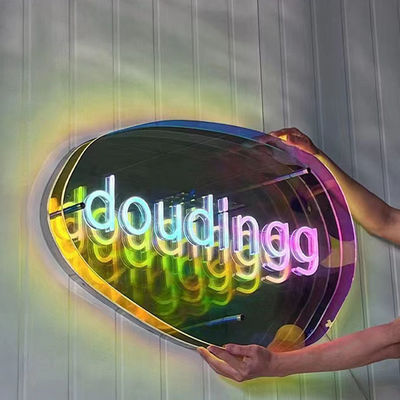 Espelho de camada múltipla Espelho de sinal de neon 3D com logotipo LED de gradiente de cor personalizado Perfeito