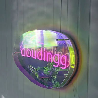 Espelho de camada múltipla Espelho de sinal de neon 3D com logotipo LED de gradiente de cor personalizado Perfeito