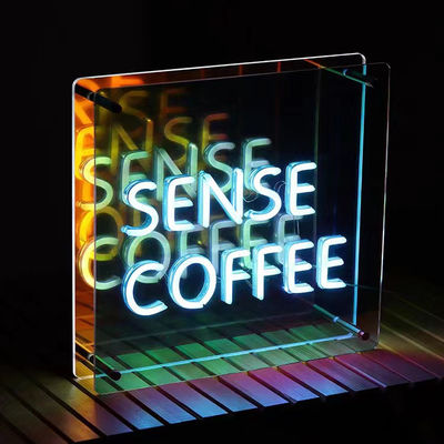 Espelho de camada múltipla Espelho de sinal de neon 3D com logotipo LED de gradiente de cor personalizado Perfeito
