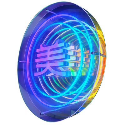 Tabela de Neon de Luz de Espelho Gradiente de Cor de Efeito Infinito personalizada com Estrutura de Metal Durável
