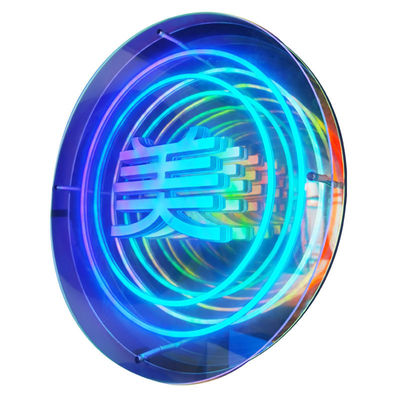 Tabela de Neon de Luz de Espelho Gradiente de Cor de Efeito Infinito personalizada com Estrutura de Metal Durável