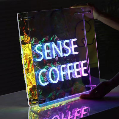 Tabela de Neon de Luz de Espelho Gradiente de Cor de Efeito Infinito personalizada com Estrutura de Metal Durável