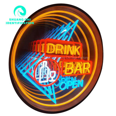 Sinalização de barra de neon LED personalizada para publicidade de espelhos de infinito à prova d'água no exterior em hotéis