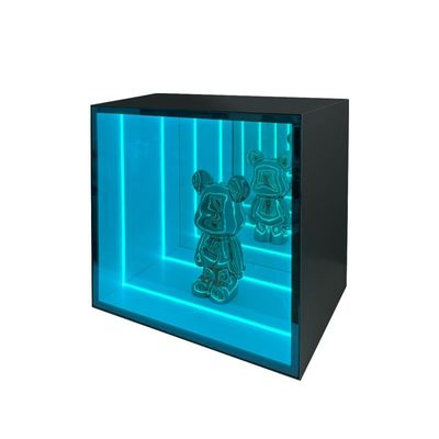 Caso de exibição de espelho de vidro LED de cores personalizáveis para cabine de vinho personalizada de estilo moderno