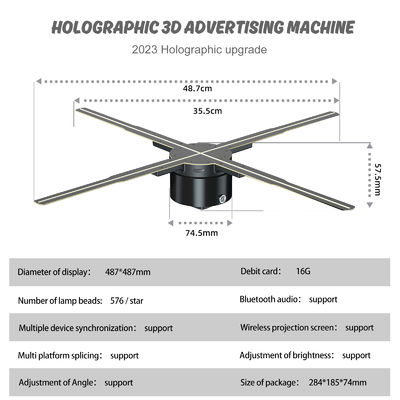 Ventilador LED de publicidade holográfica 3D com controle Wifi e imagem rotativa de ponta