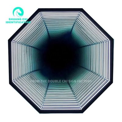 Colored Led 3D Neon Wall Infinity Mirror Tunnel para decoração de casa