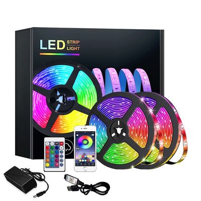 Fonte de luz LED 5M 10M 20M 5V IP20 5050 RGB USB Câmbio de cor Música Flex Decoração