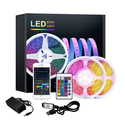 Smart Home Decoration 5050 RGB LED Light Strip com sincronização de música e controle remoto