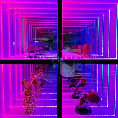 Decoração de evento de casamento LED Neon de vidro com caixa de visualização de espelho em DC12V/AC110-220V