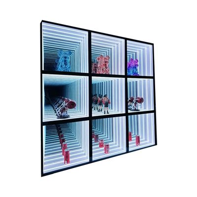 Caso de exibição de logotipo 3D RGB Infinite Mirror Abyss para interior e exterior