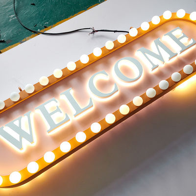 Lâmpadas de letras de metal LED iluminadas para trás Sinais 3D de plástico Caracteres luminosos para publicidade