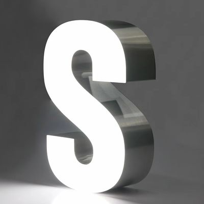 Sinalização de loja de aço inoxidável com LED acrílico caracteres luminosos em cores personalizadas