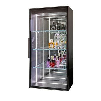 Modelo de armário de vinhos caseiro personalizado de armazenamento decorativo de parede pendurado abismo espelho iluminação armário de vidro