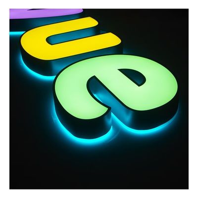 Iluminação traseira Iluminação de metal Iluminação de carta LED Sinais de acrílico aço inoxidável Caracter luminoso para exibição