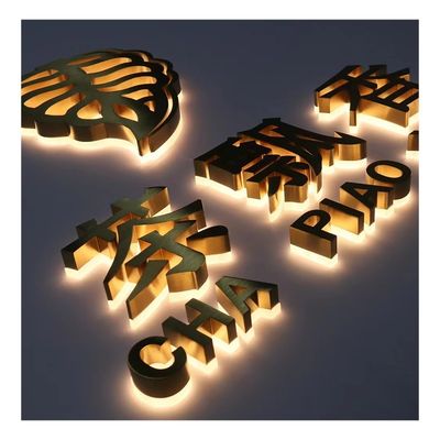 Adaptador de alimentação de aço inoxidável LED exterior personalizado backlit sinais iluminados