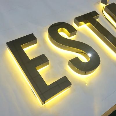 Adaptador de alimentação de aço inoxidável LED exterior personalizado backlit sinais iluminados
