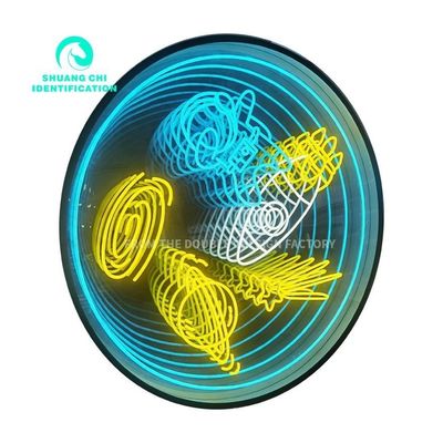 Parafuso de parede de fixação de forma personalizada Abismo espelho de neon para decoração de interiores contemporâneos