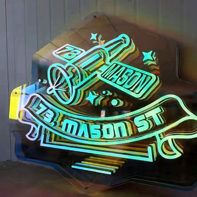 Cores personalizáveis 3D LED Efeito Infinito Espelho Luz Neon sinal com material de vidro