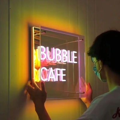 Cores personalizáveis 3D LED Efeito Infinito Espelho Luz Neon sinal com material de vidro