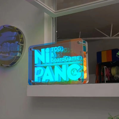 Cores personalizáveis 3D LED Efeito Infinito Espelho Luz Neon sinal com material de vidro