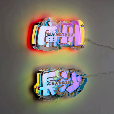 Cores personalizáveis 3D LED Efeito Infinito Espelho Luz Neon sinal com material de vidro