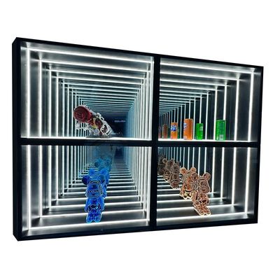 Caixa de exibição de luzes de espelho infinito LED para interiores e exteriores com espessura personalizada