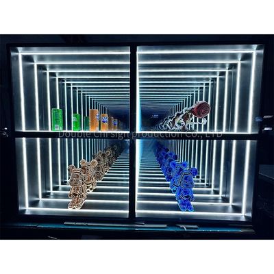 Caixa de exibição de luzes de espelho infinito LED para interiores e exteriores com espessura personalizada