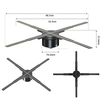 Display holográfico HD de 75cm de controle de nuvem 2023 Maior ventilador de holograma de publicidade LED interior