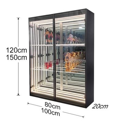 Loja de retalho Magic Mirror Display Case com espessura personalizada e luminária LED